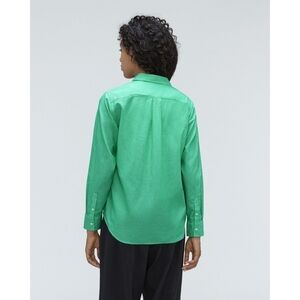 Everlane Shirt Women Mint Green Striped Button Up The Silky Cotton Relaxed